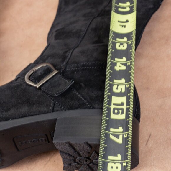 Born Women Esire Black Suede Zip Farm Wide Calf Riding Fashion Knee Boots sz 9 - Picture 6 of 10